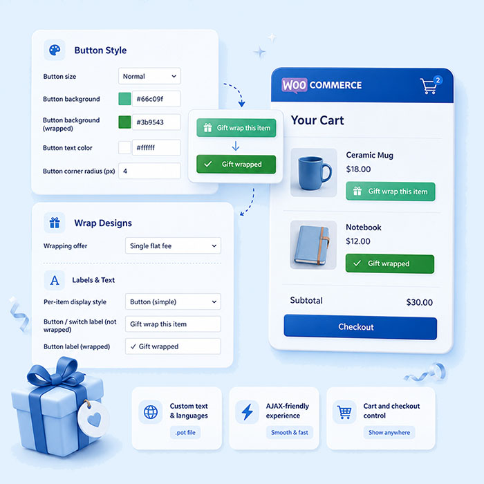 Customizable gift wrapping for WooCommerce